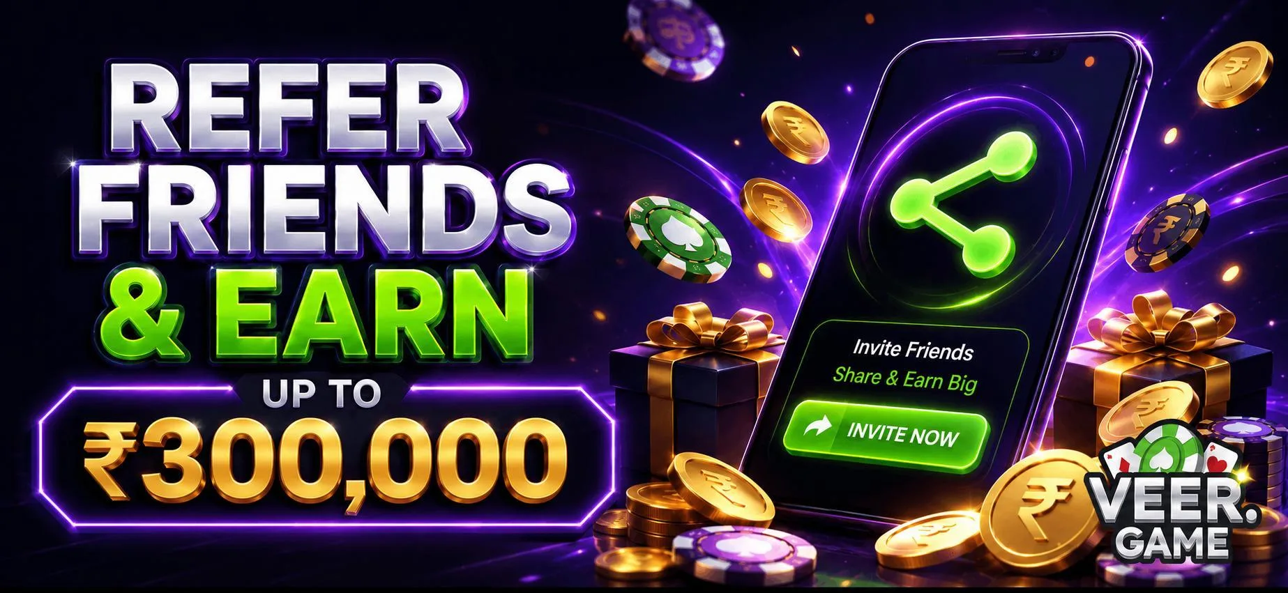 VeerGame Refer and Earn program banner